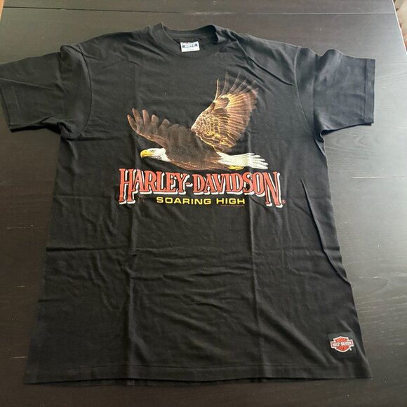 Vintage 1989 Mens Harley Davidson R.K. Stratman Hanes Eagle Soaring High Shirt L - Picture 3 of 7